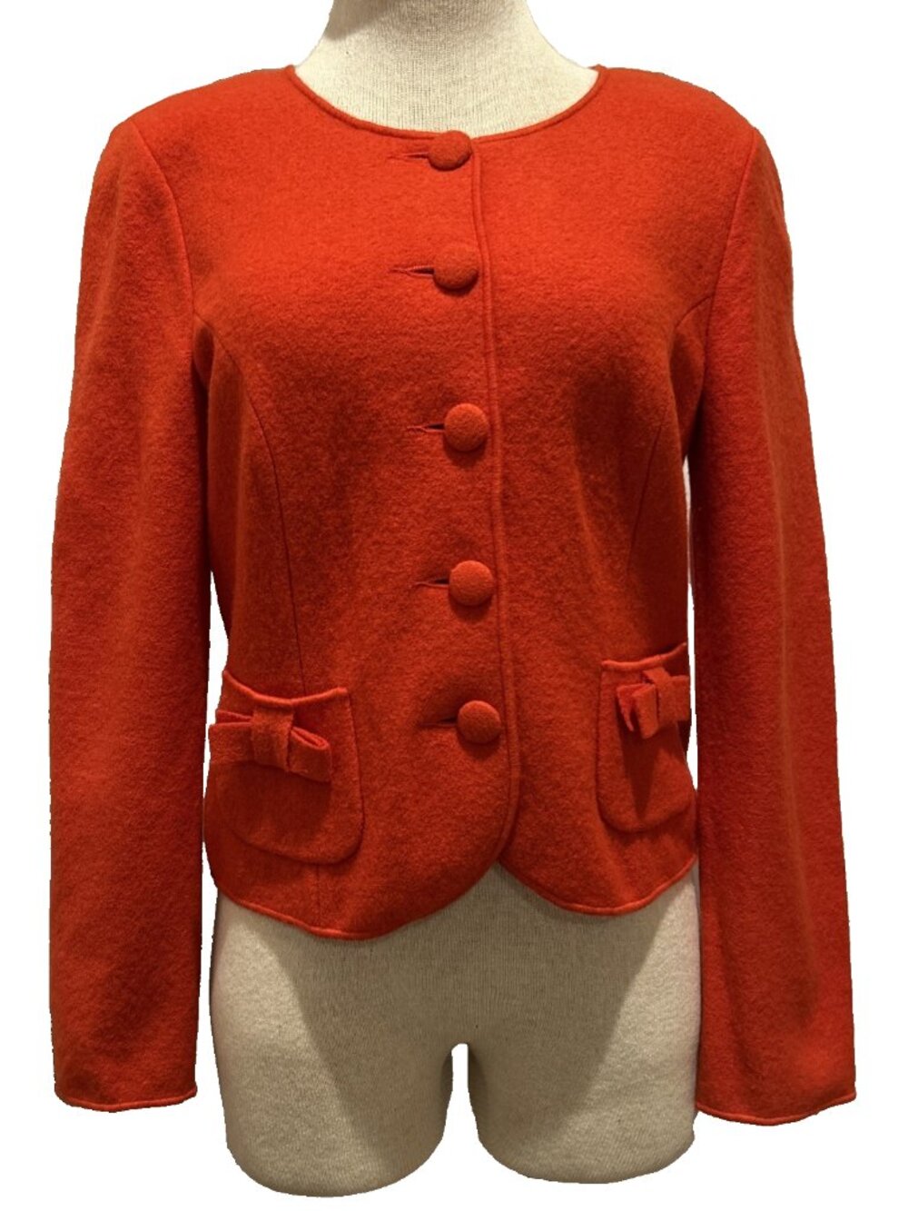 GEIGER Wool Jacket Button Front Women's Size 40 Red 100% Pure New Wool Austria